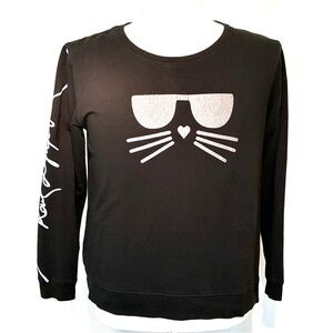 Karl Lagerfeld Sweatshirt with a Sparklng Baby Blue Cat 🐈‍⬛ Logo Design